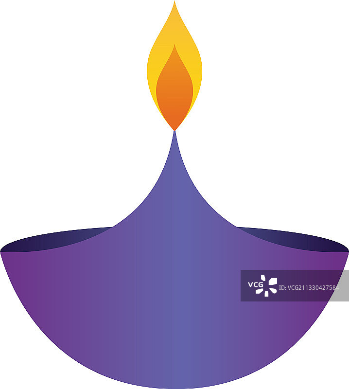 排灯节紫色油灯扁平风格图标图片素材