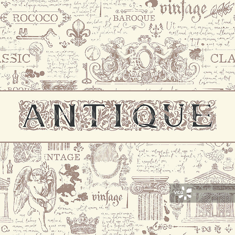 华丽字母的古董banner图片素材