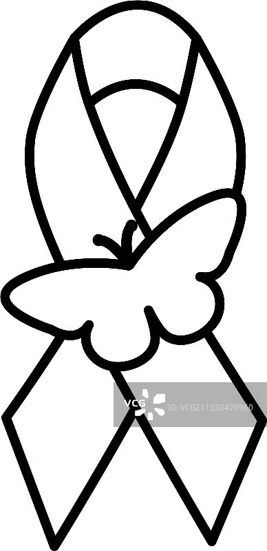 带蝴蝶图标线条风格的宣传丝带图片素材