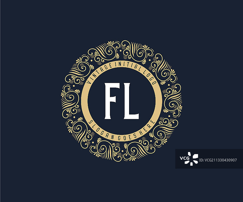 复古维多利亚风格fl标志图片素材