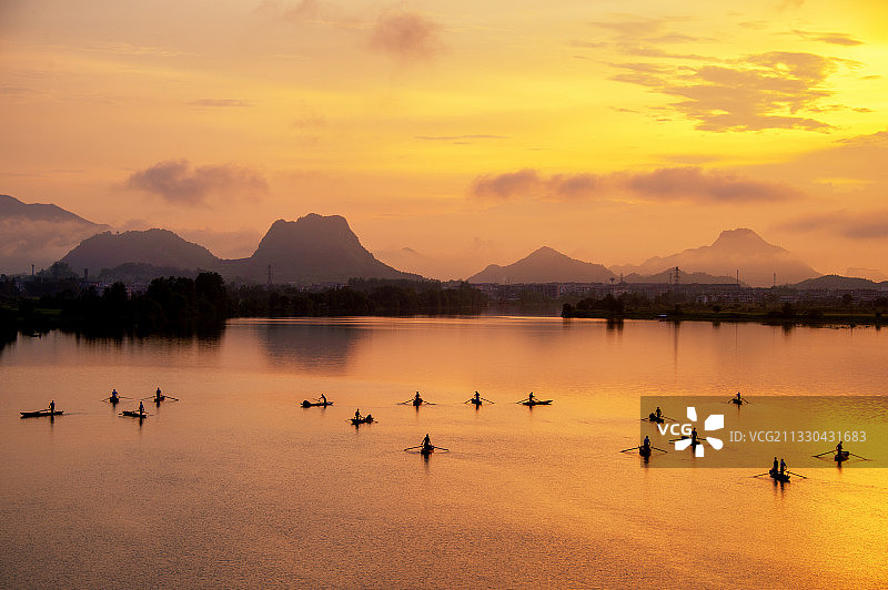 中国江西新余山水落日风光图片素材