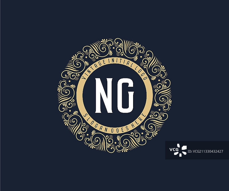 NG复古奢华维多利亚风格首字母标志图片素材