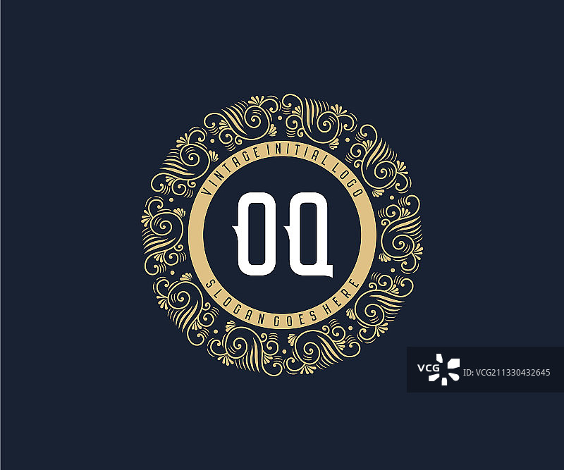 复古维多利亚风格字母OQ标志图片素材