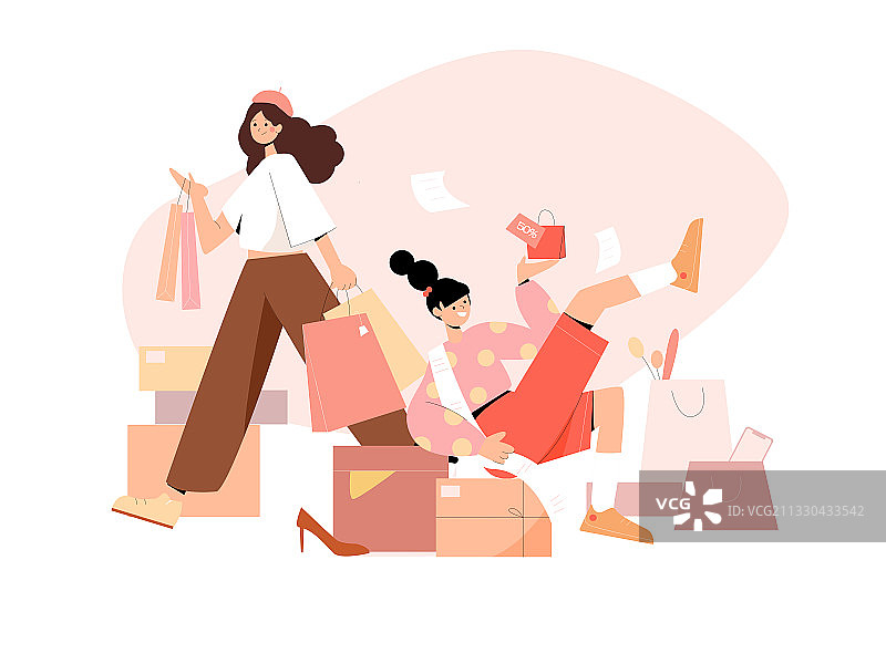 两个女生购物场景图片素材