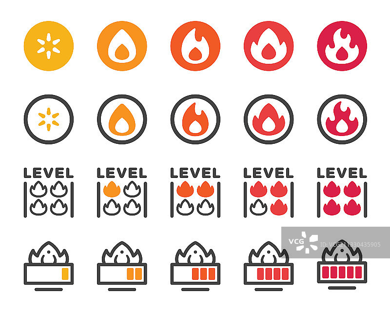 火焰等级图标集图片素材