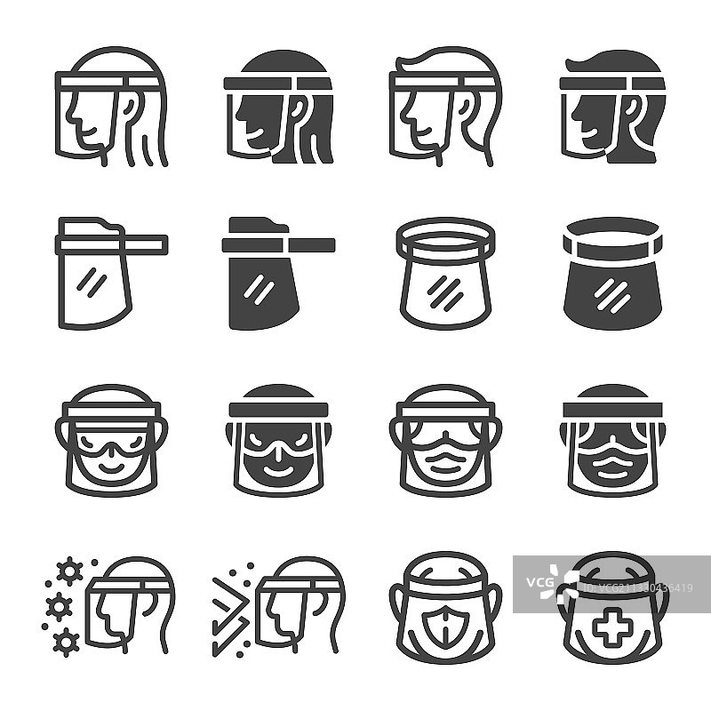 防护面罩图标合集图片素材