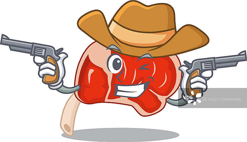 卡通牛仔肉排枪图片素材