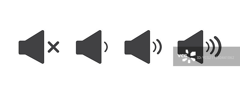 音量图标、静音按钮和扬声器素材图片素材