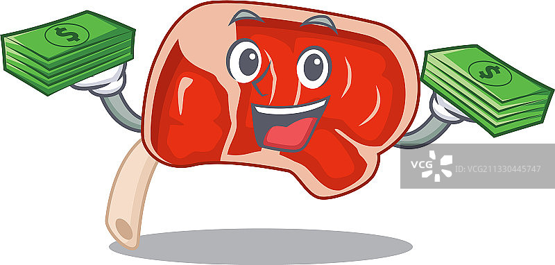 富有的肋眼牛排卡通角色图片素材