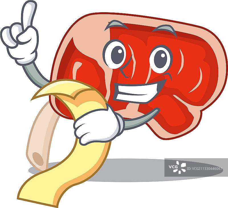 带有菜单的烤肋排吉祥物角色图片素材