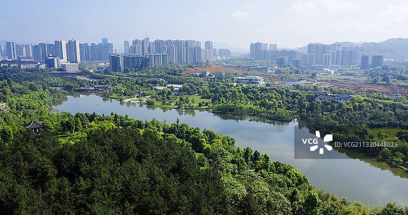 遵义新蒲新区湿地公园航拍图片素材