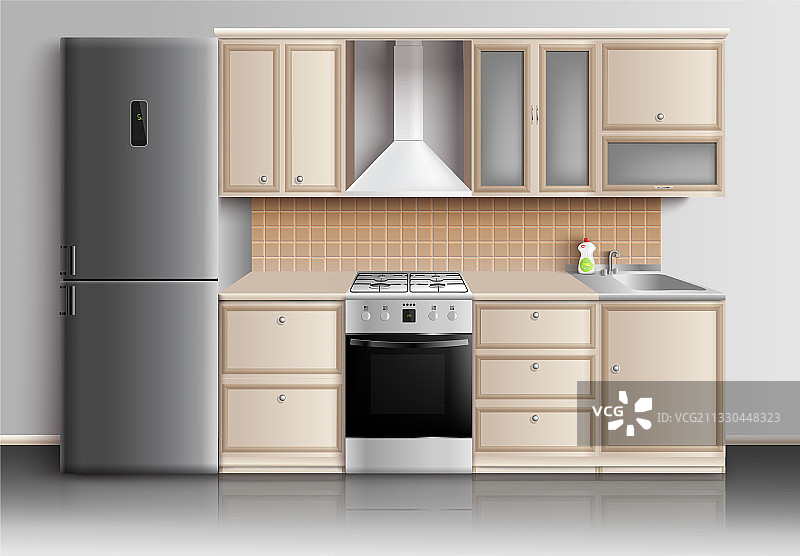 现代厨房室内构成图片素材