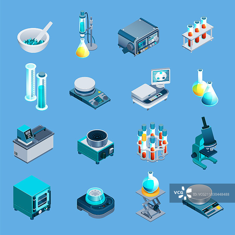 实验室设备2.5D图标图片素材