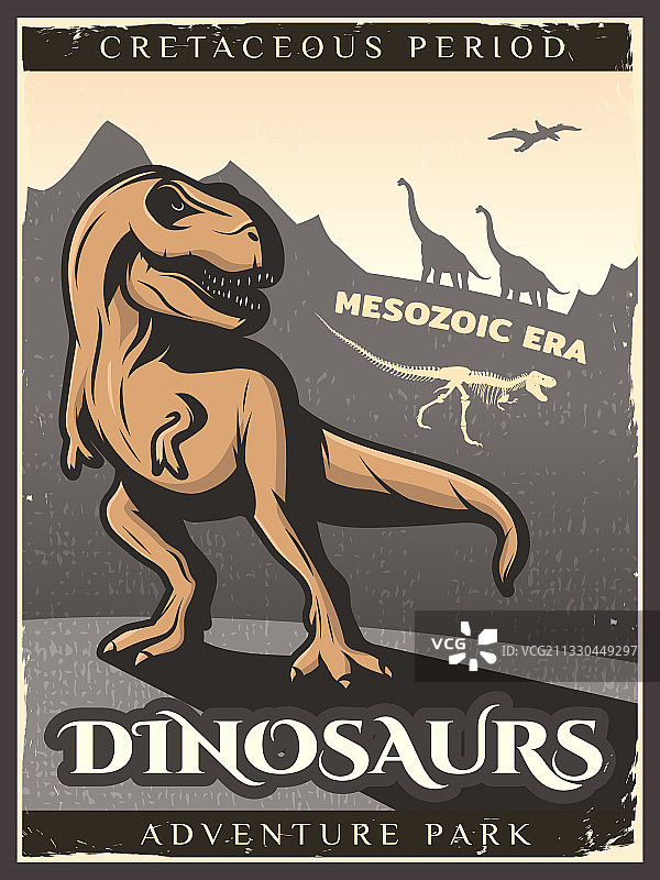 复古恐龙海报图片素材