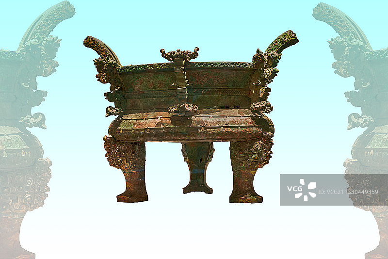 河南省博物院春秋战国时期的鼎之垂鳞纹铜升鼎图片素材