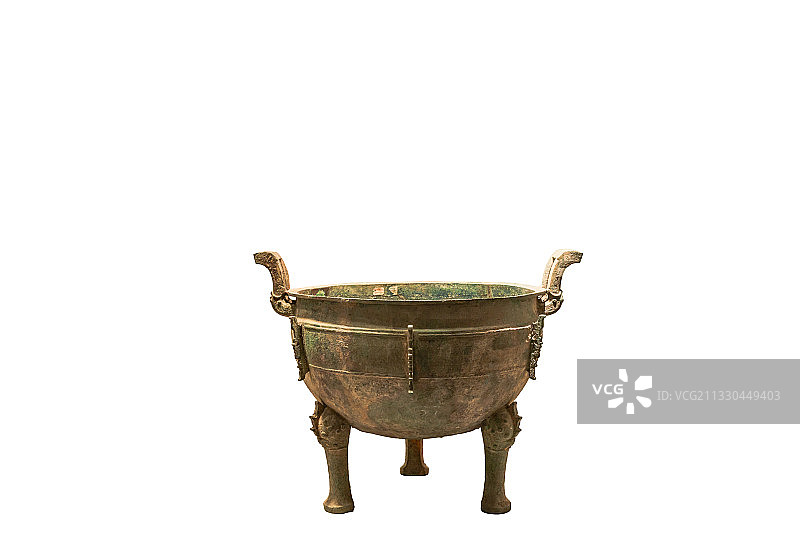 河南省博物院春秋战国时期的鼎之蟠兀纹附耳铜鼎图片素材