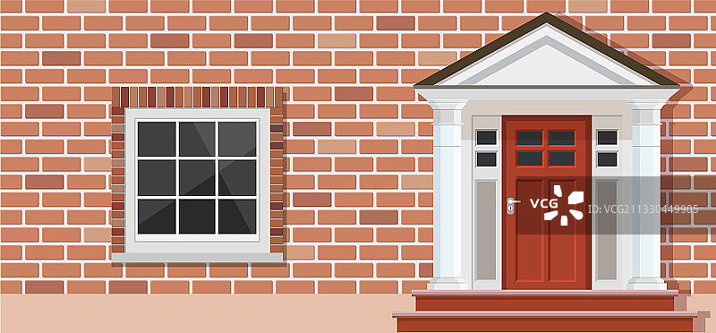 木门房屋正面图图片素材