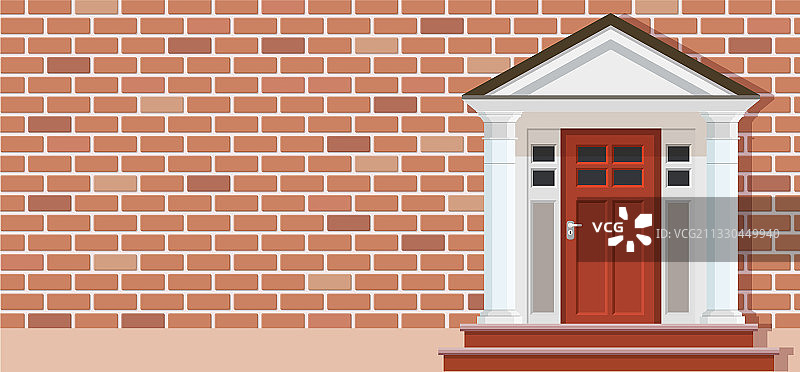 木门房屋正面图图片素材