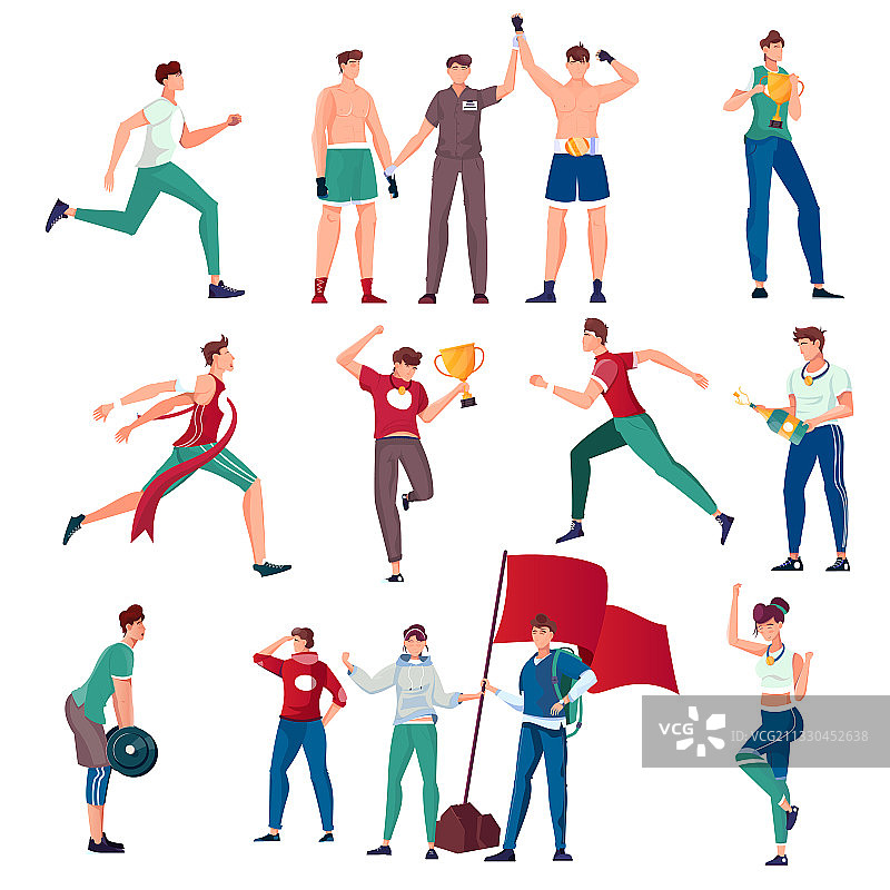 获胜者扁平风格图标合集图片素材