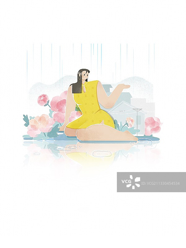 24节气谷雨节气花卉牡丹插画图片素材