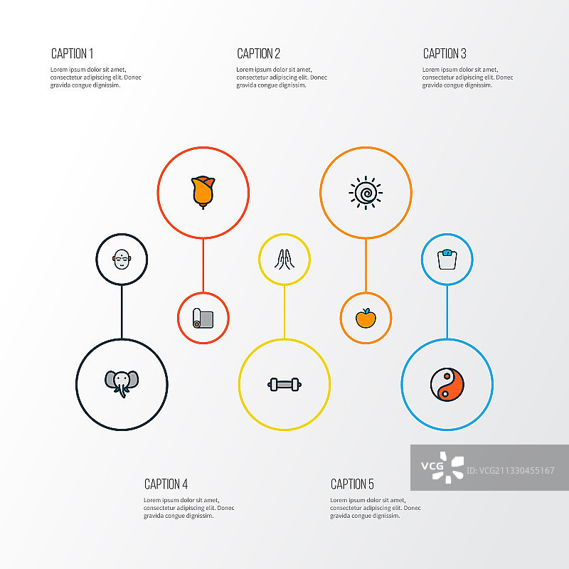 瑜伽彩色线条图标集，含瑜伽垫图片素材