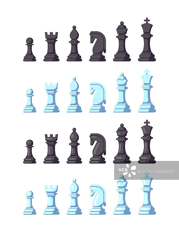 设置平风格的象棋图标在白色的背景图片素材