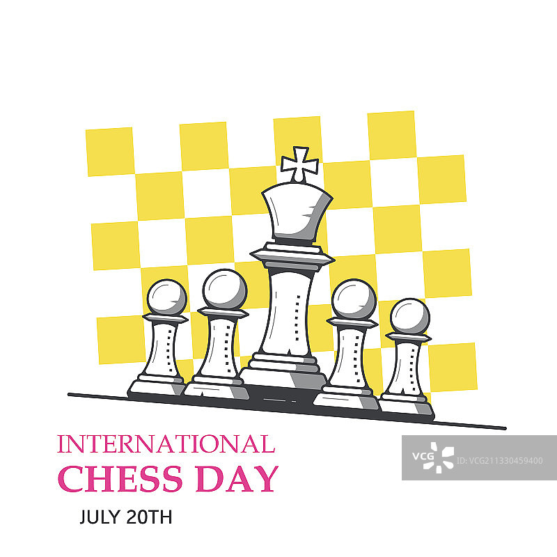 国际象棋日banner模板轮廓图片素材