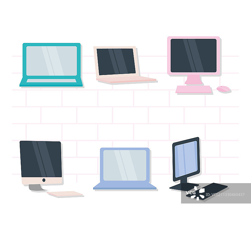 彩色电脑设计图标集图片素材