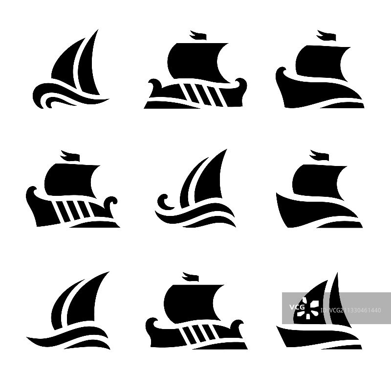 海上历史帆船图标图片素材