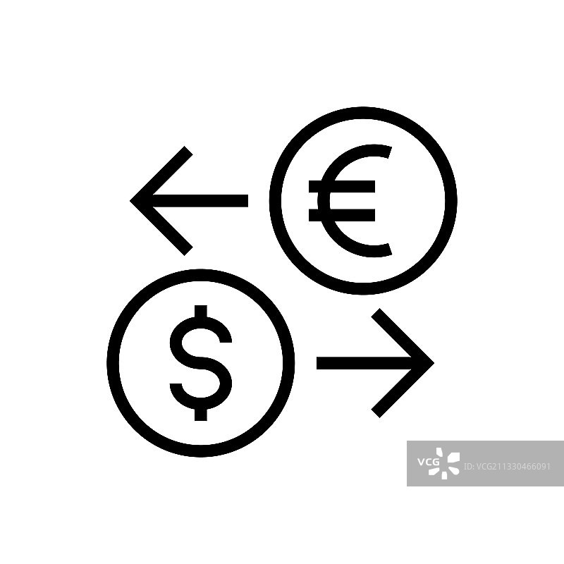 货币兑换线性图标可编辑描边图片素材