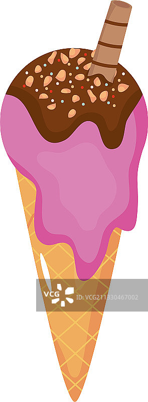 含威化饼干的蓝莓冰淇淋甜筒图片素材