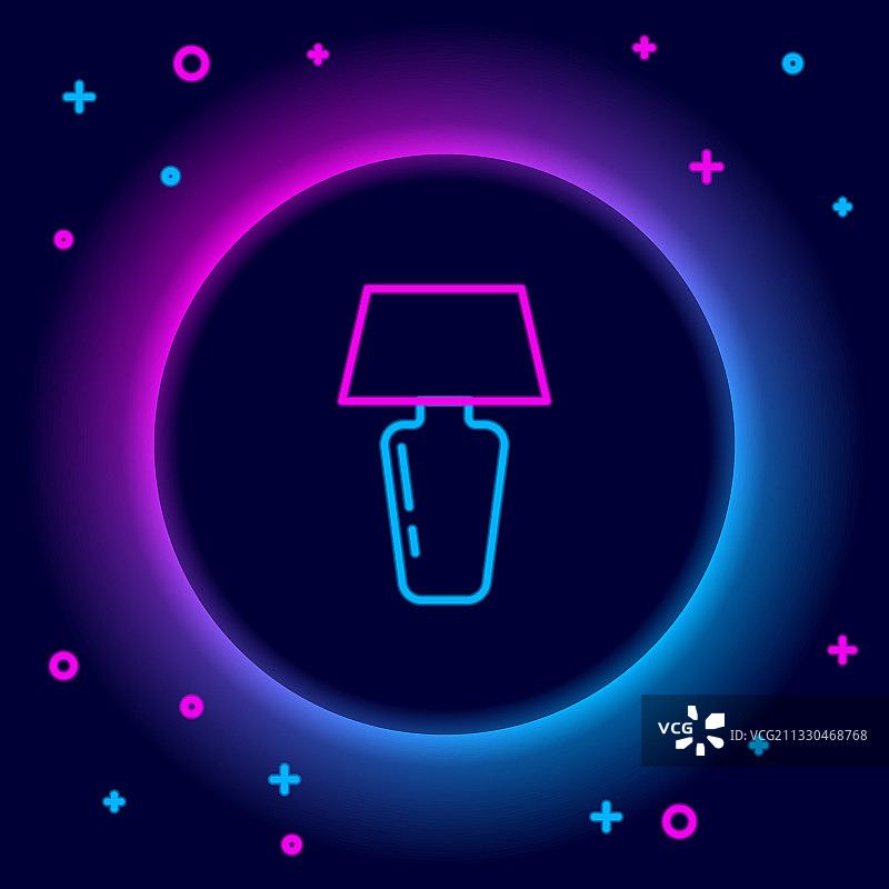 发光的霓虹灯线台灯图标隔离图片素材