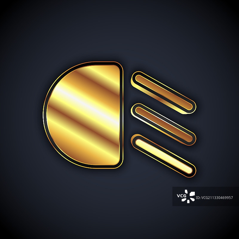黑色背景上的金色远光灯图标图片素材