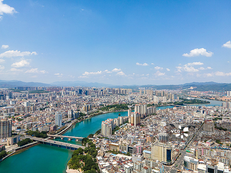 广东省河源市城市景观航拍风光图片素材