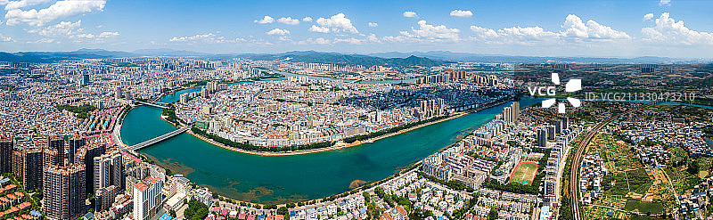 广东省河源市城市景观航拍风光图片素材