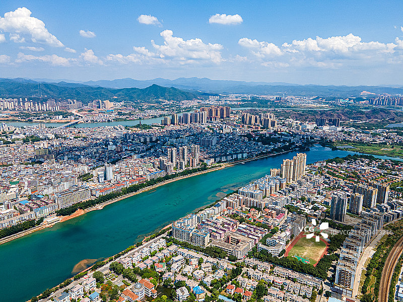 广东省河源市城市景观航拍风光图片素材