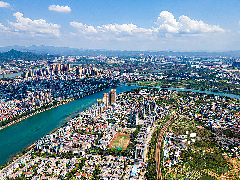 广东省河源市城市景观航拍风光图片素材