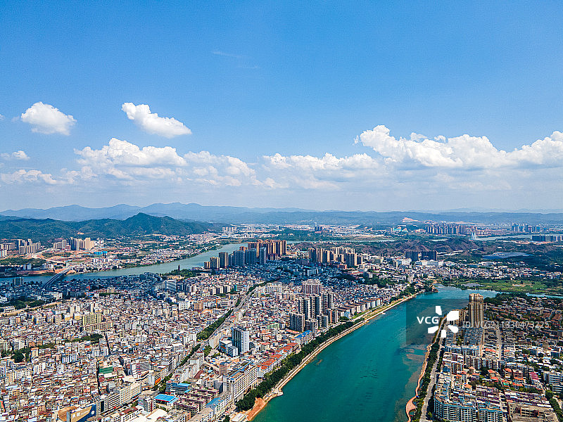 广东省河源市城市景观航拍风光图片素材