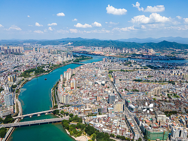 广东省河源市城市景观航拍风光图片素材