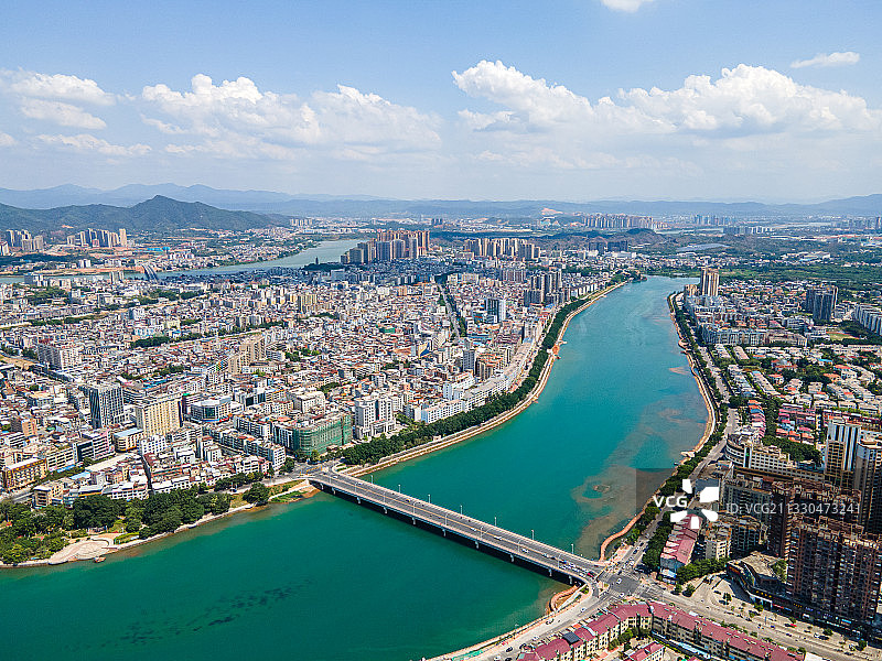 广东省河源市城市景观航拍风光图片素材