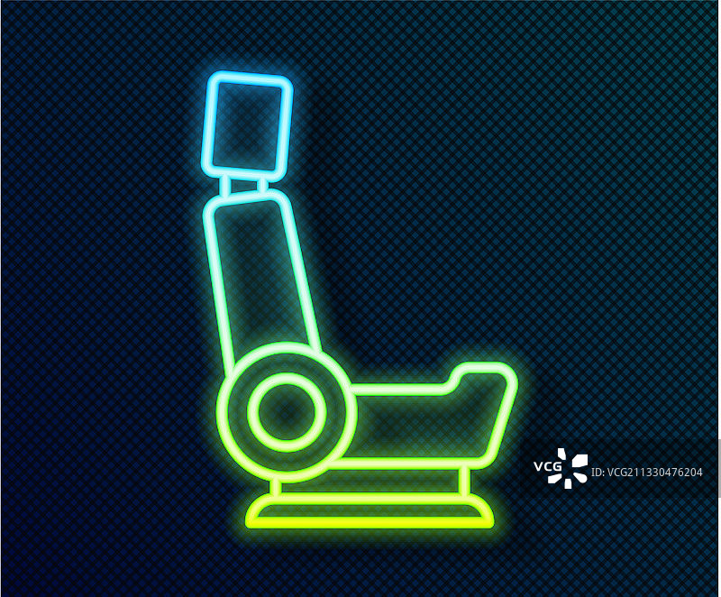 黑色背景上发光的霓虹汽车座椅图标图片素材