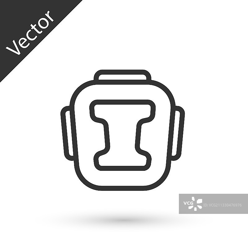 白色背景上的灰色线条拳击头盔图标图片素材