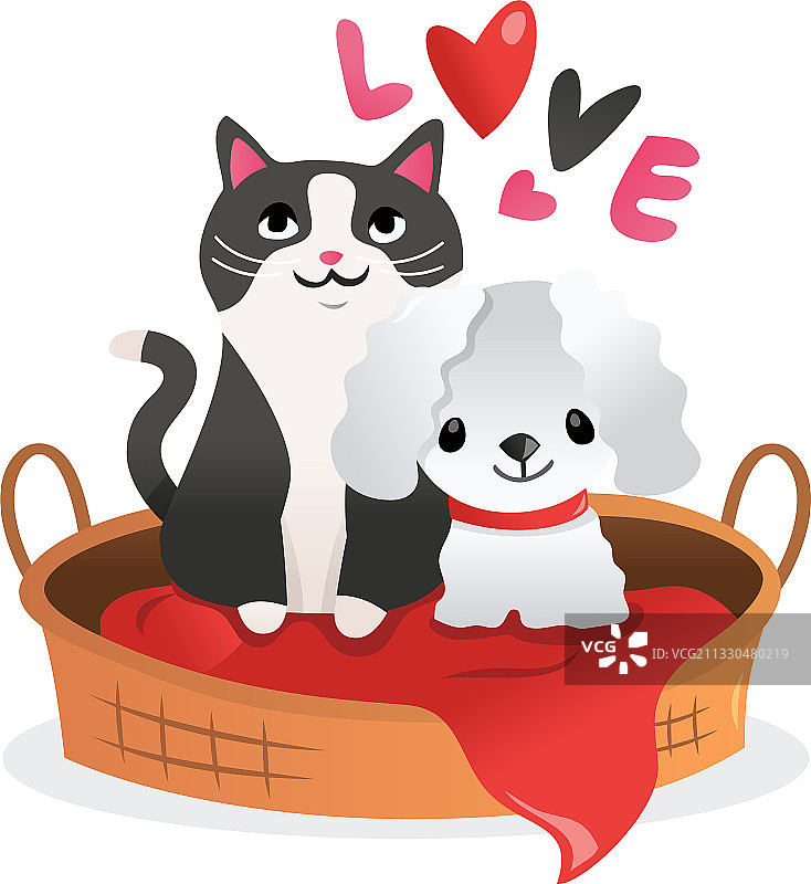 卡通小猫小狗宠物床图片素材