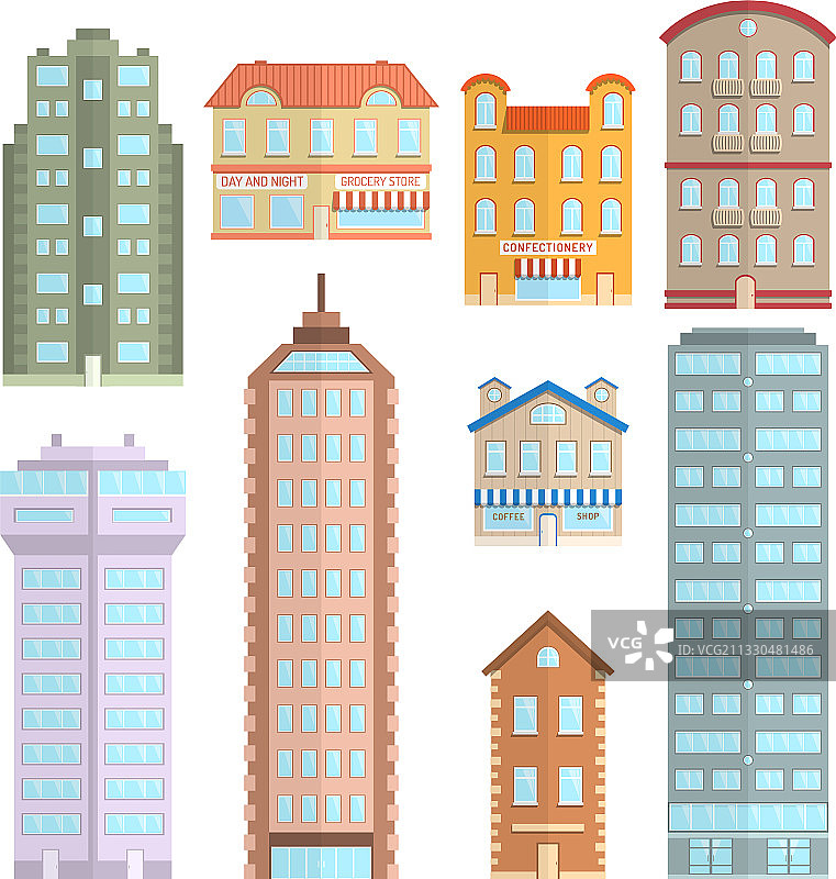 扁平房屋图标合集图片素材