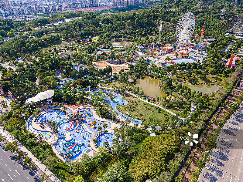 广东省河源市儿童公园航拍景观图片素材