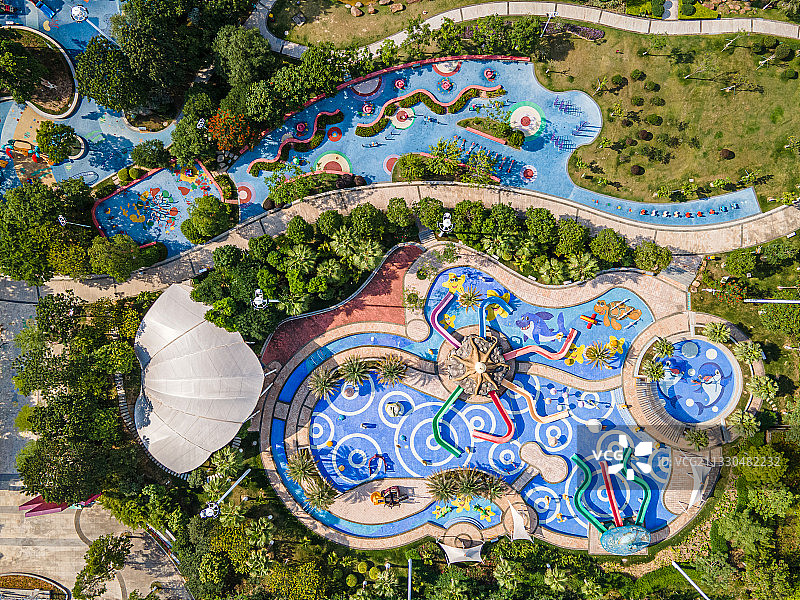 广东省河源市儿童公园航拍景观图片素材