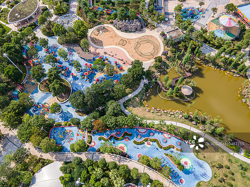 广东省河源市儿童公园航拍景观图片素材