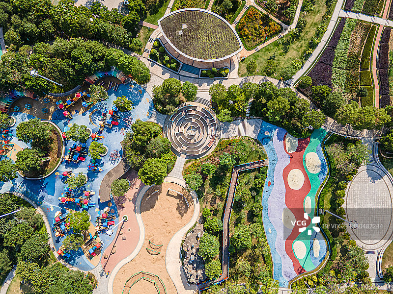 广东省河源市儿童公园航拍景观图片素材