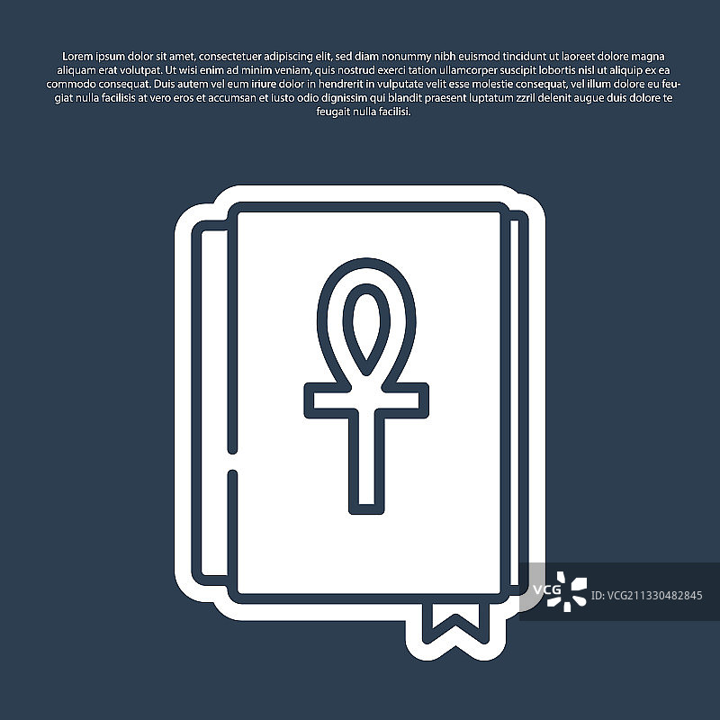 蓝色线条十字安卡书本图标，蓝色背景隔离图片素材