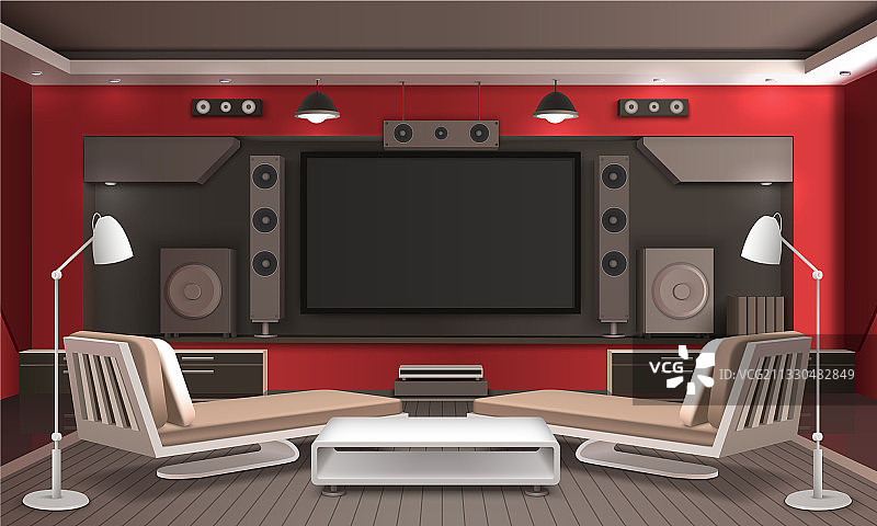 家庭影院室内3D设计图片素材